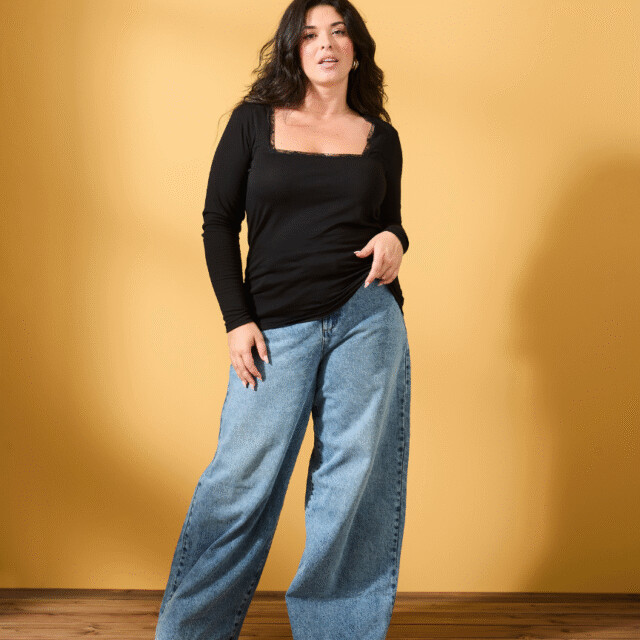 Lemahieu - T-shirt col dentelle - Noir - Femme