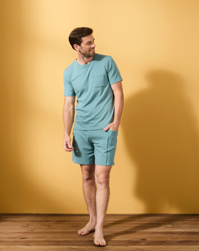 Lemahieu - T-shirt coton modal à poche - Velours - Col rond - Homme