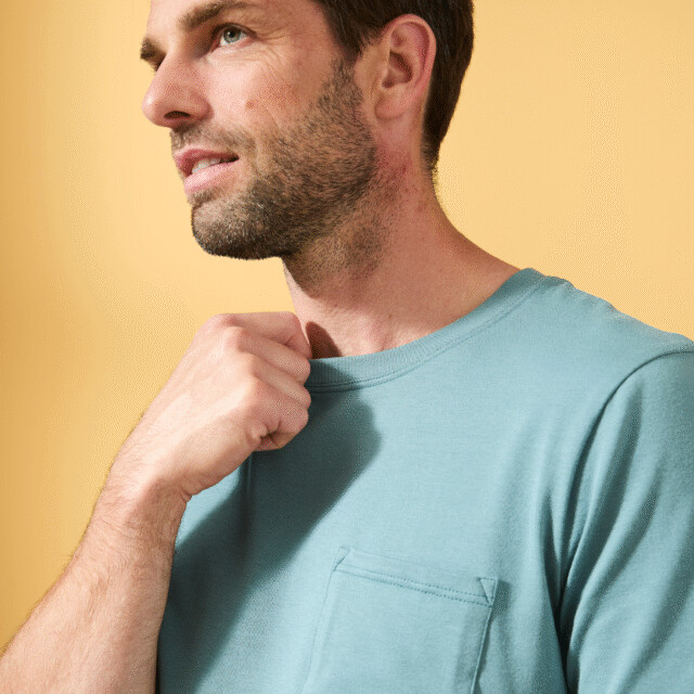 Lemahieu - T-shirt coton modal à poche - Velours - Col rond - Homme