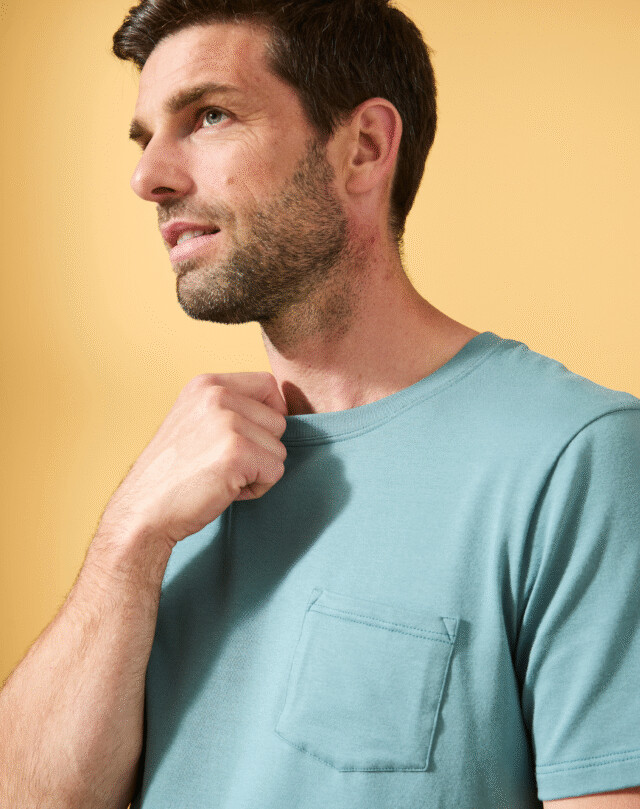 Lemahieu - T-shirt coton modal à poche - Velours - Col rond - Homme