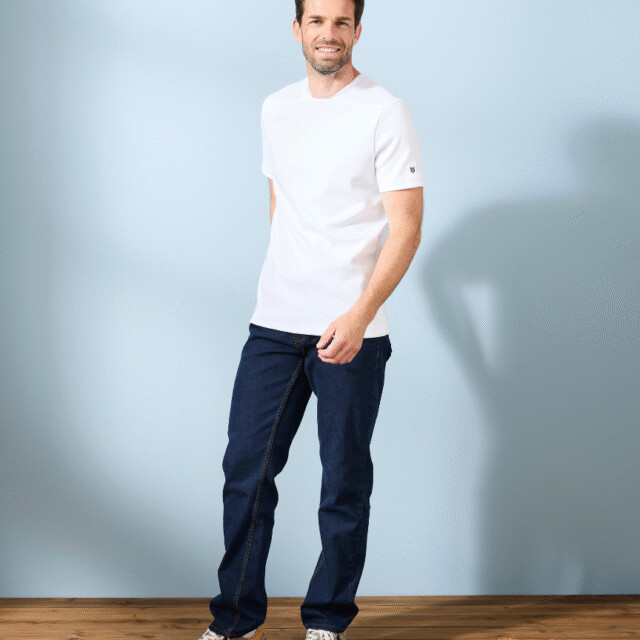 Lemahieu - T-shirt épais col signature en Coton Bio - Blanc - Homme