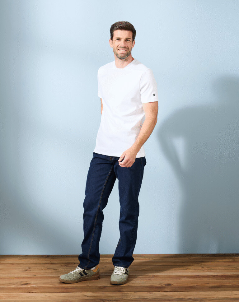 Lemahieu - T-shirt épais col signature en Coton Bio - Blanc - Homme