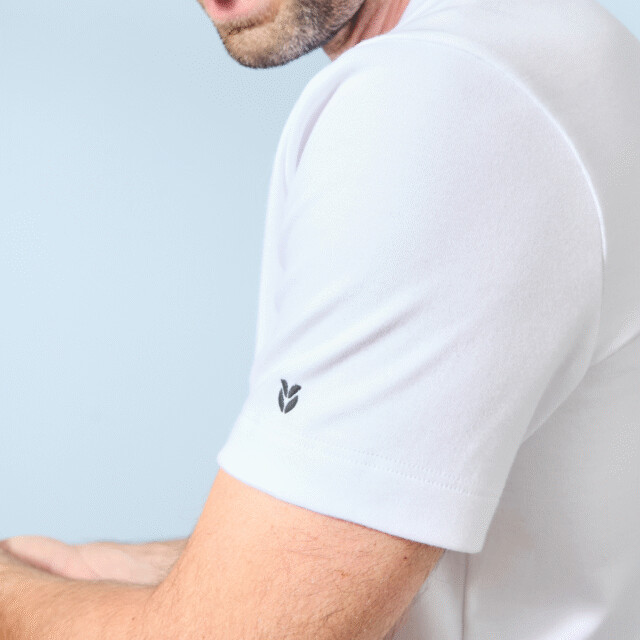 Lemahieu - T-shirt épais col signature en Coton Bio - Blanc - Homme