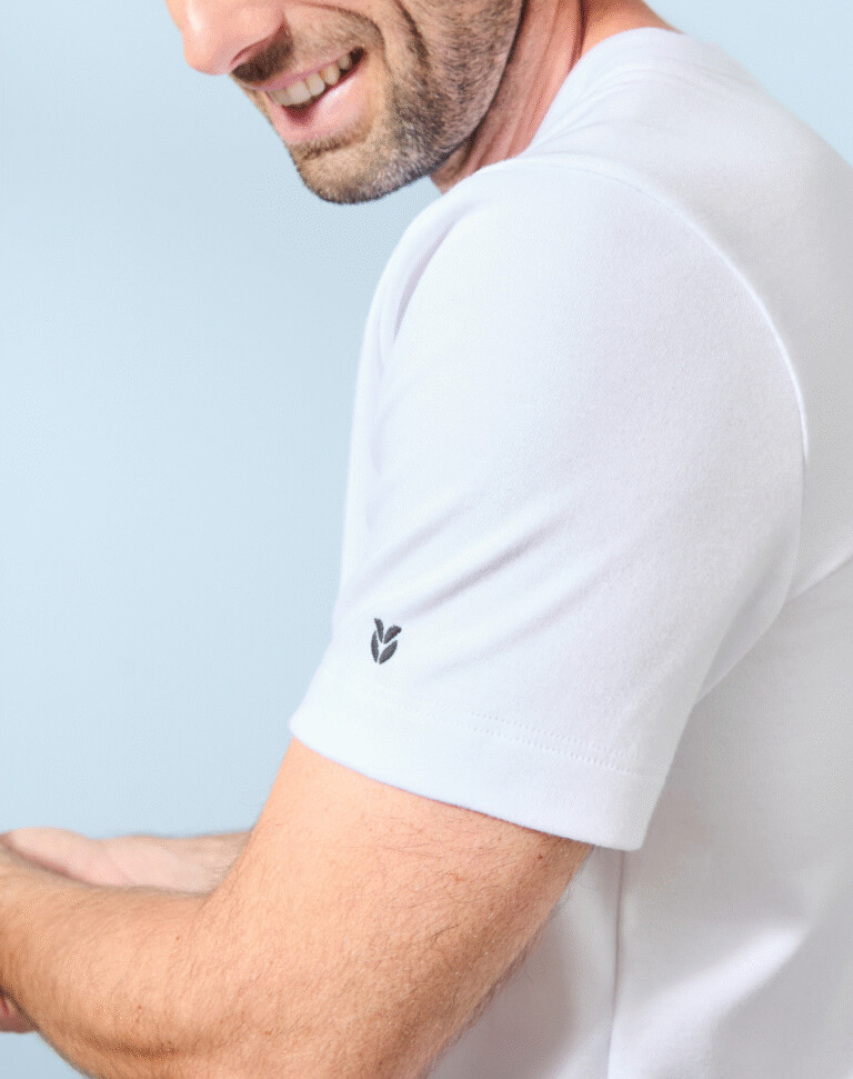 Lemahieu - T-shirt épais col signature en Coton Bio - Blanc - Homme