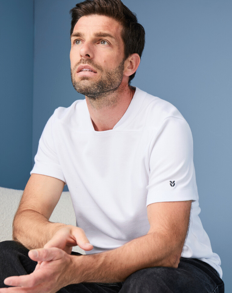 Lemahieu - T-shirt épais col signature en Coton Bio - Blanc - Homme