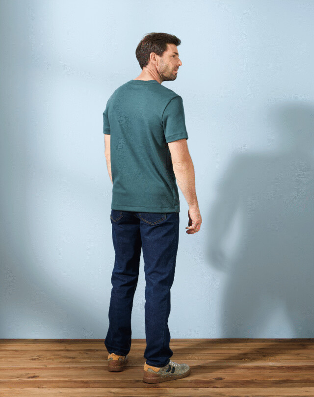 Lemahieu - T-shirt épais col signature en Coton Bio - Cèdres - Homme