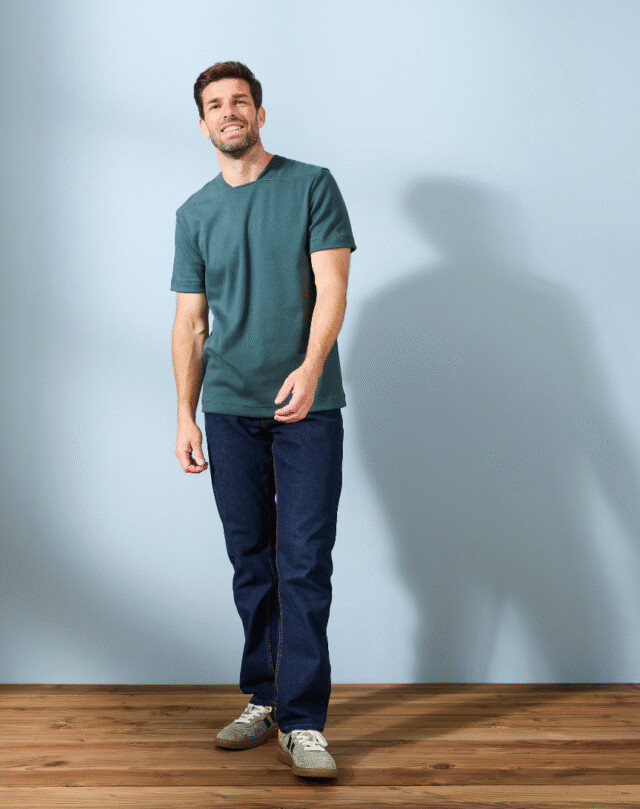 Lemahieu - T-shirt épais col signature en Coton Bio - Cèdres - Homme