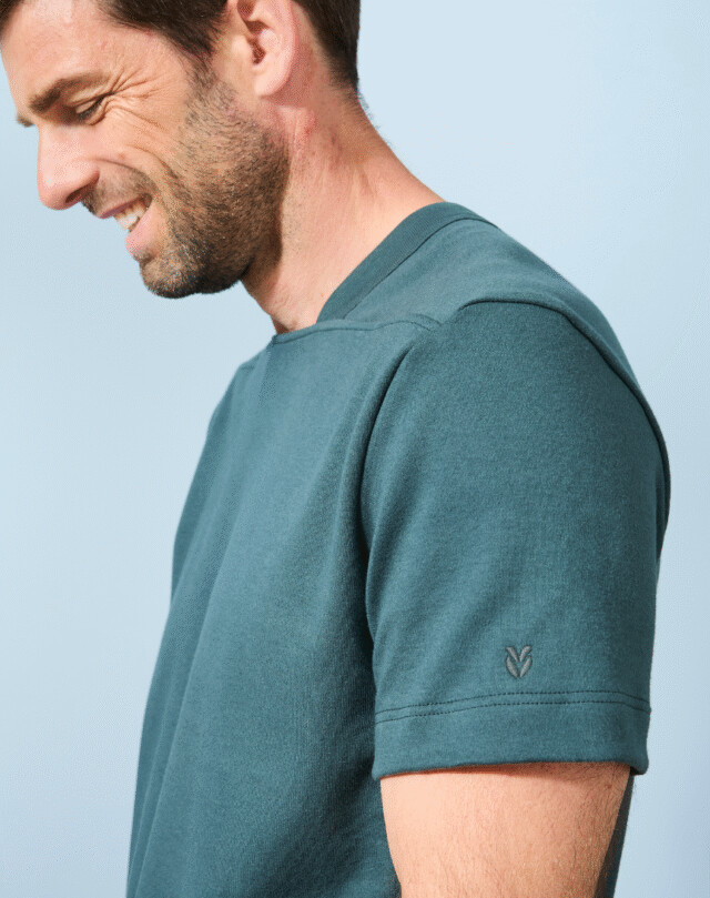 Lemahieu - T-shirt épais col signature en Coton Bio - Cèdres - Homme