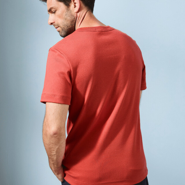 Lemahieu - T-shirt épais en Coton Bio - Tomette - Homme