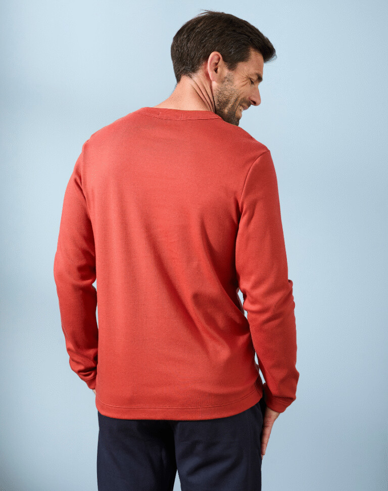 Lemahieu - T-shirt épais ML en Coton Bio - Tomette - Homme
