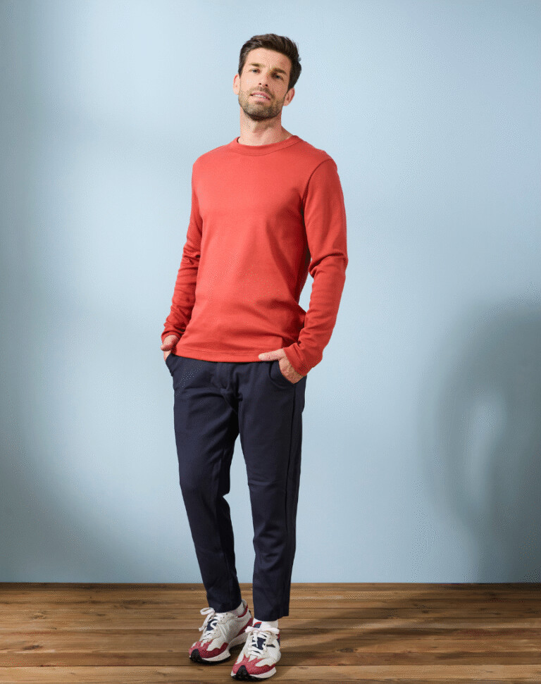 Lemahieu - T-shirt épais ML en Coton Bio - Tomette - Homme
