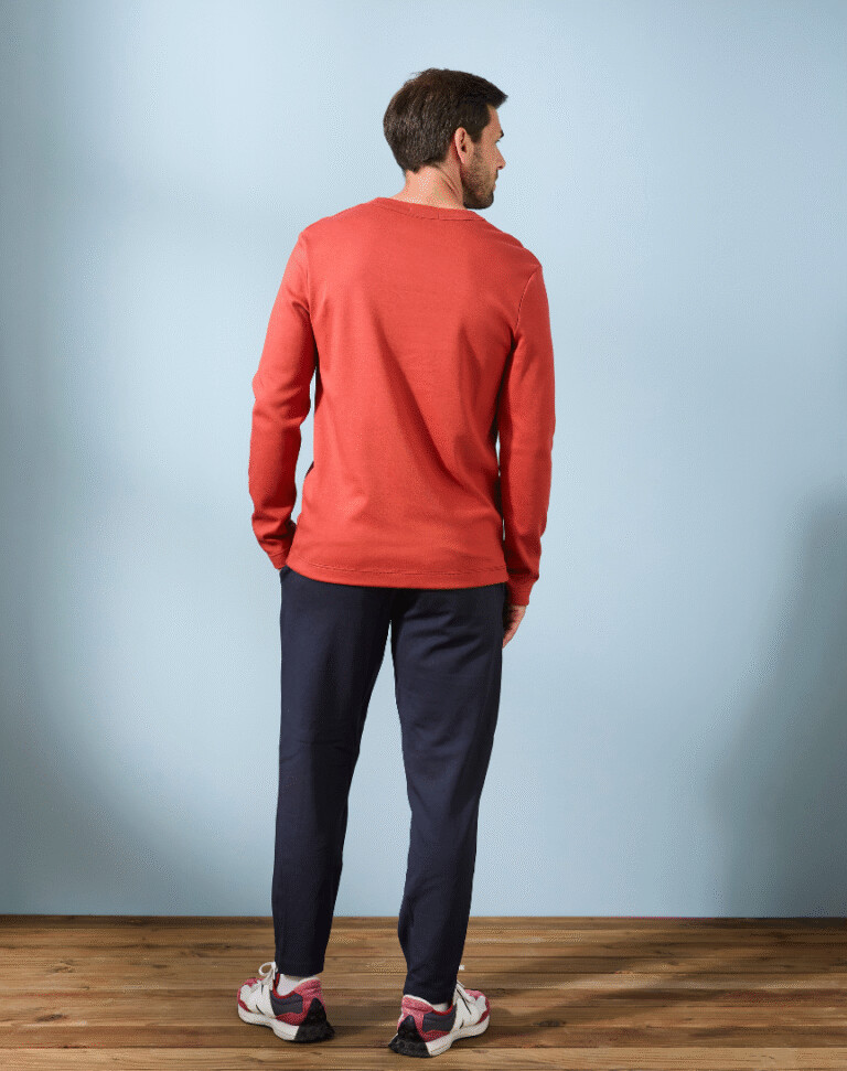 Lemahieu - T-shirt épais ML en Coton Bio - Tomette - Homme