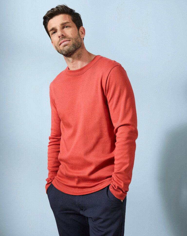 Lemahieu - T-shirt épais ML en Coton Bio - Tomette - Homme