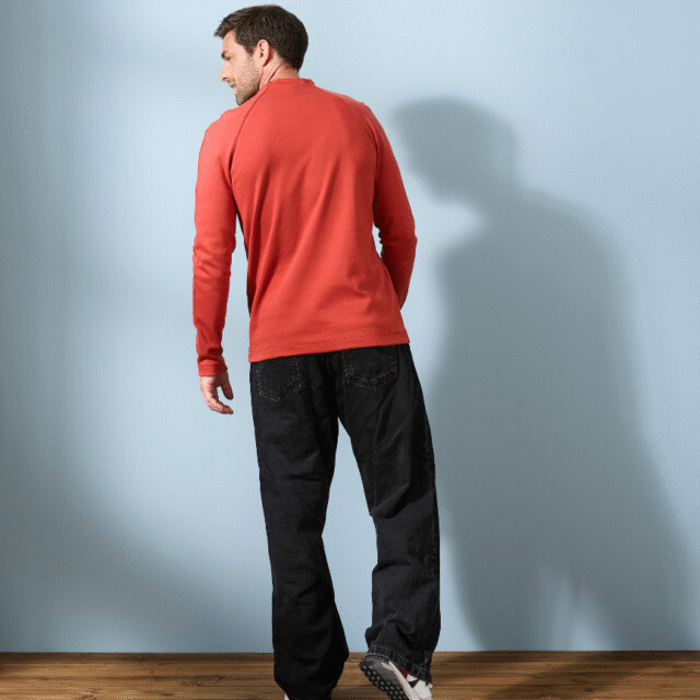 Lemahieu - T-shirt lourd ML col montant- Tomette - Homme