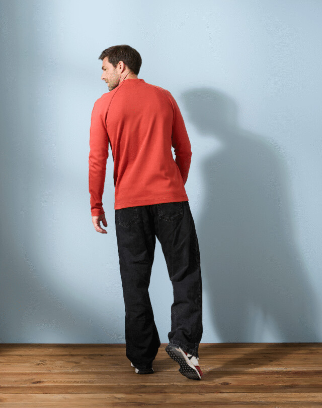 Lemahieu - T-shirt lourd ML col montant- Tomette - Homme