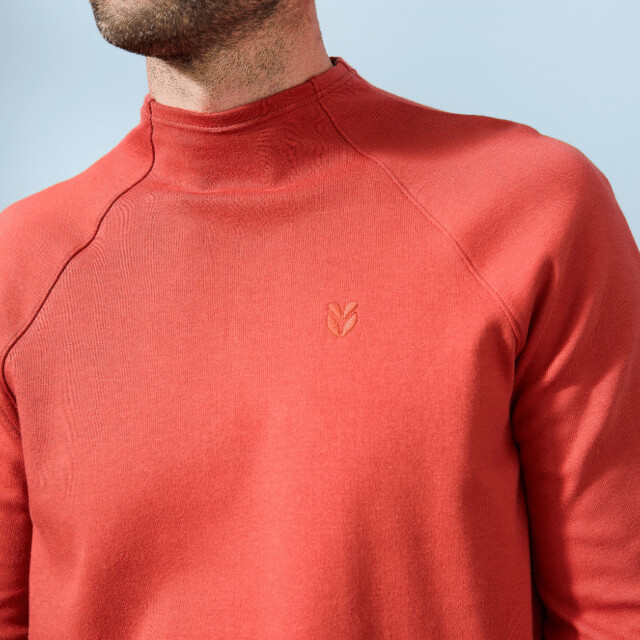 Lemahieu - T-shirt lourd ML col montant- Tomette - Homme