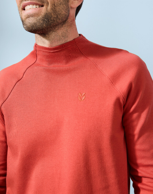 Lemahieu - T-shirt lourd ML col montant- Tomette - Homme