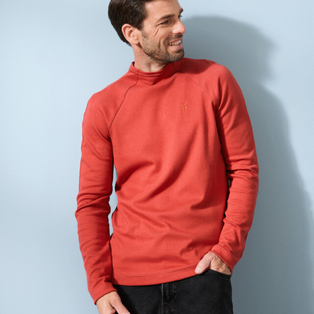 Lemahieu - T-shirt lourd ML col montant- Tomette - Homme