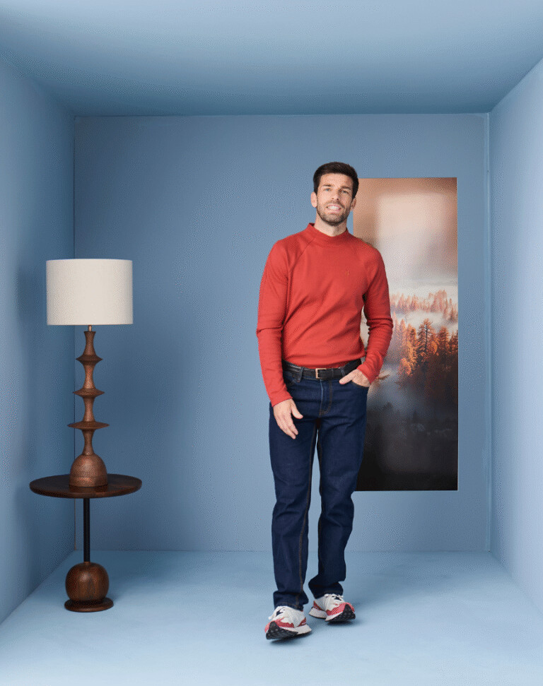 Lemahieu - T-shirt lourd ML col montant- Tomette - Homme