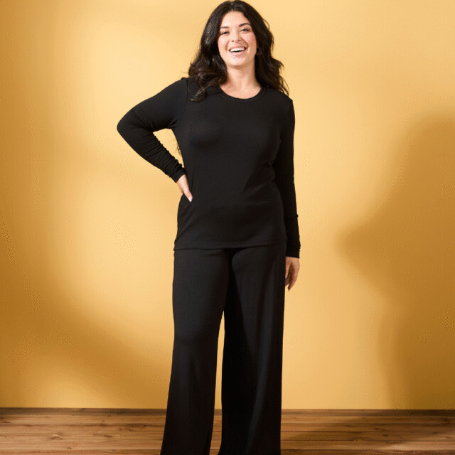 Lemahieu - T-shirt manches longues coton modal - Noir - Femme