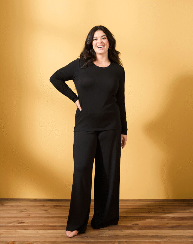 Lemahieu - T-shirt manches longues coton modal - Noir - Femme