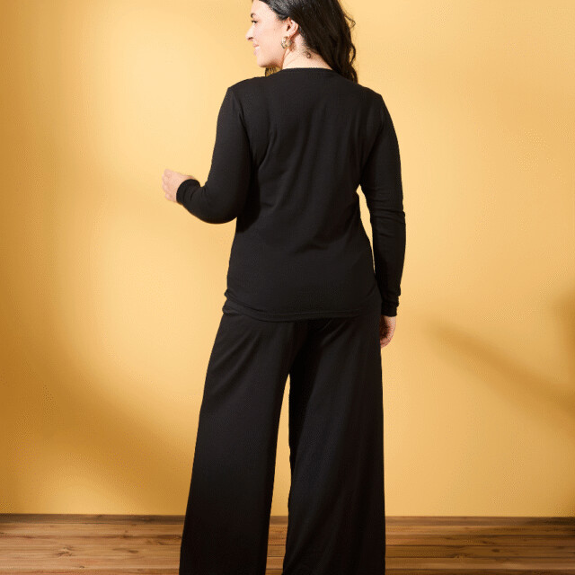 Lemahieu - T-shirt manches longues coton modal - Noir - Femme