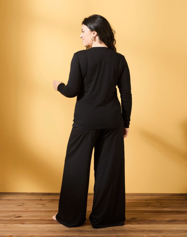 Lemahieu - T-shirt manches longues coton modal - Noir - Femme