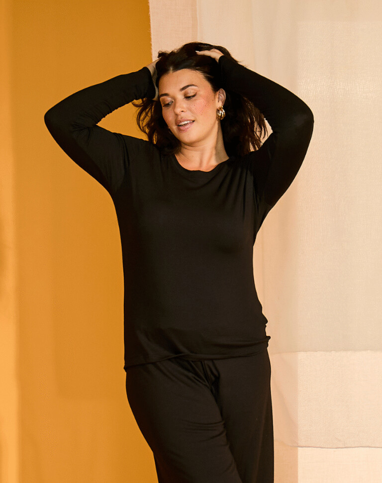 Lemahieu - T-shirt manches longues coton modal - Noir - Femme