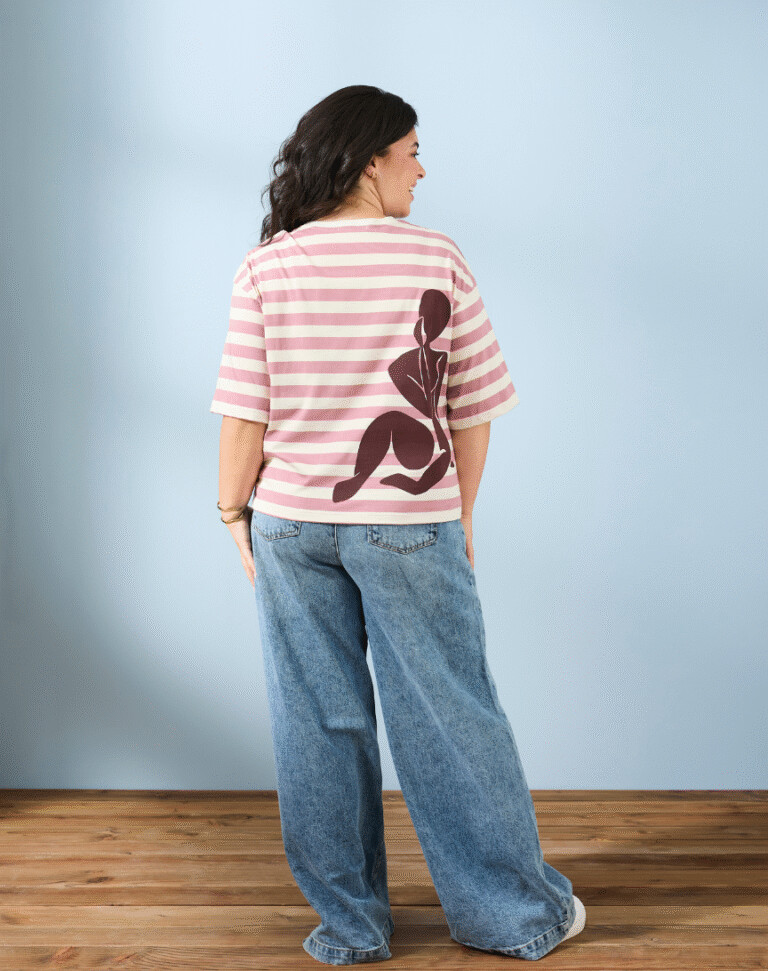 Lemahieu - T-shirt marinière - Octobre Rose - Femme