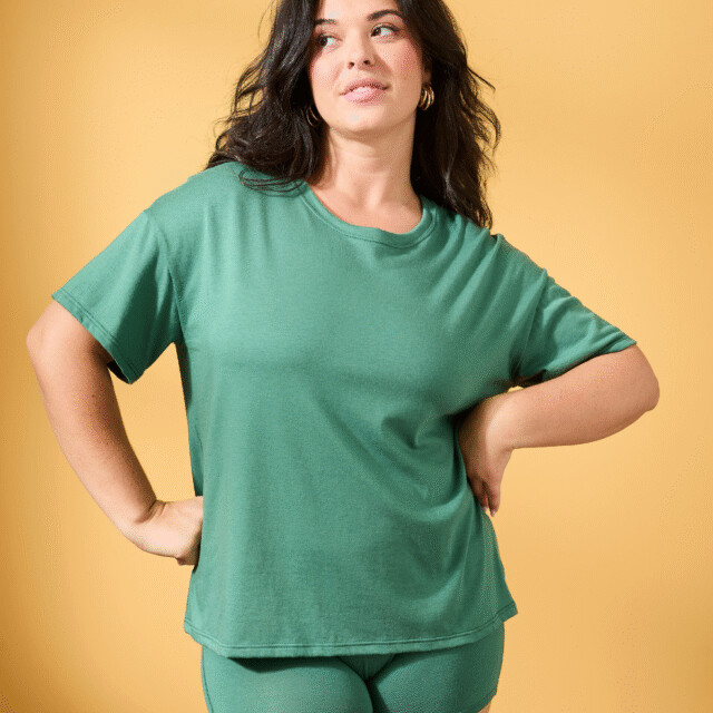 Lemahieu - Top oversize coton modal - Vert anglais - Femme