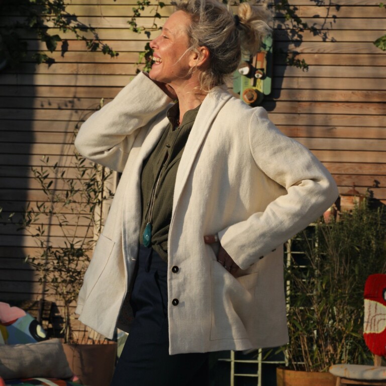 Quintessence - Veste Faustine - gros de Naples en lin blanchi