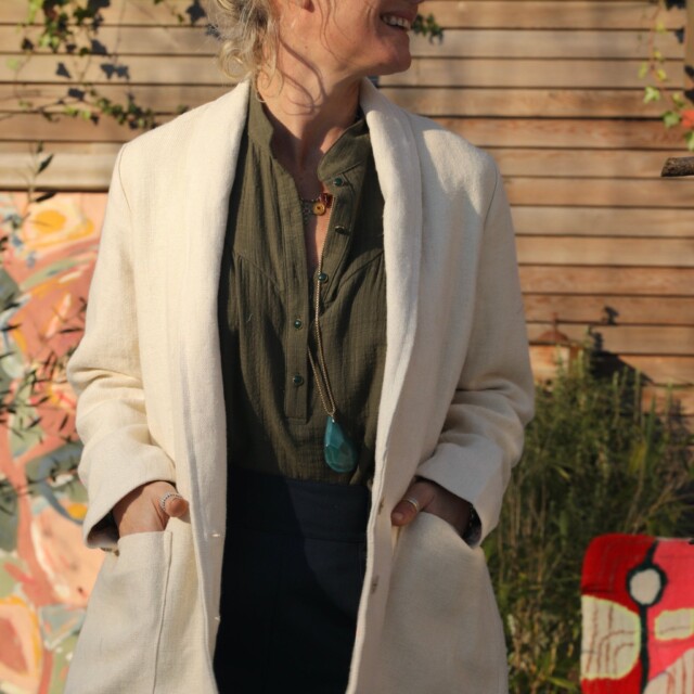 Quintessence - Veste Faustine - gros de Naples en lin blanchi