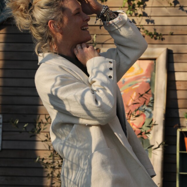 Quintessence - Veste Faustine - gros de Naples en lin blanchi