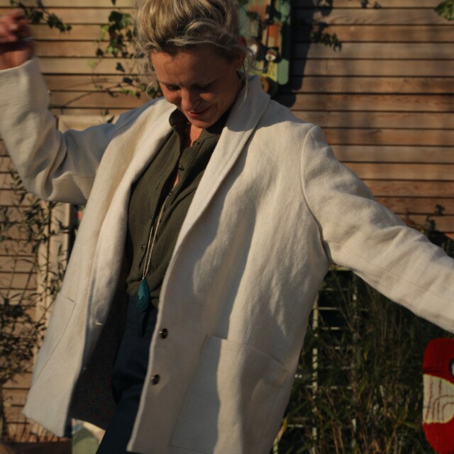 Quintessence - Veste Faustine - gros de Naples en lin blanchi