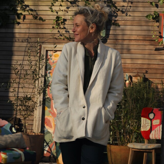 Quintessence - Veste Faustine - gros de Naples en lin blanchi