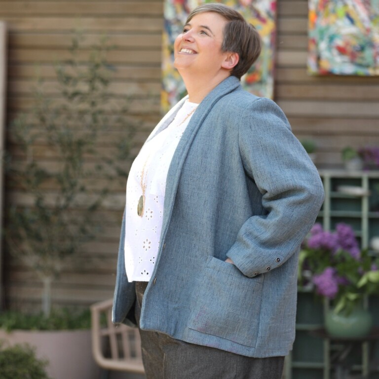 Quintessence - Veste Faustine - toile texturée bleu mer du nord