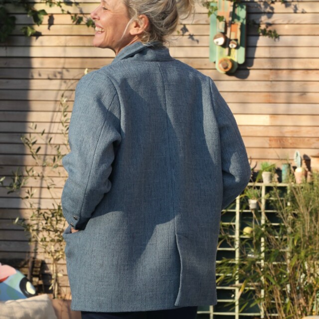 Quintessence - Veste Faustine - toile texturée bleu mer du nord