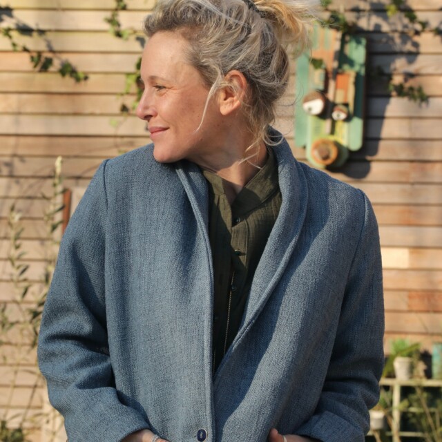 Quintessence - Veste Faustine - toile texturée bleu mer du nord