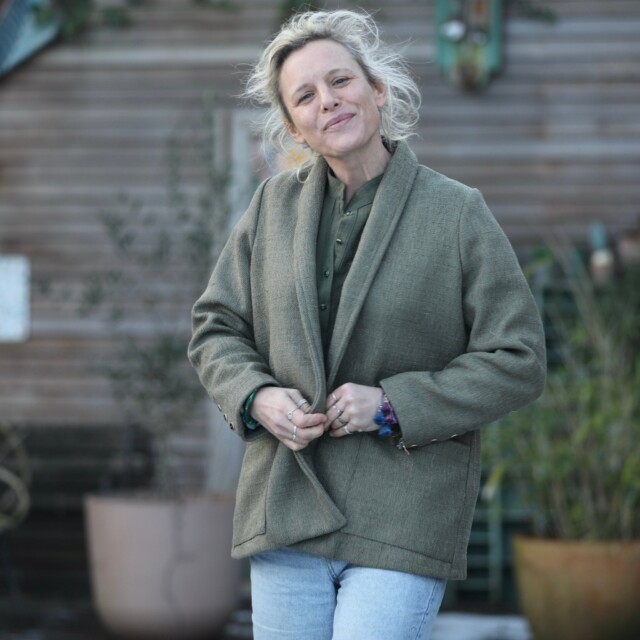 Quintessence - Veste Faustine - toile texturée kaki