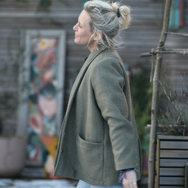 Quintessence - Veste Faustine - toile texturée kaki