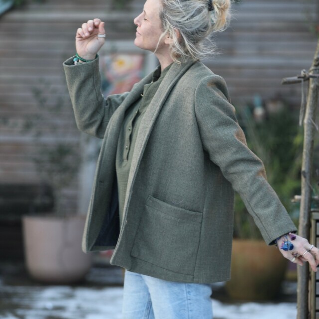 Quintessence - Veste Faustine - toile texturée kaki