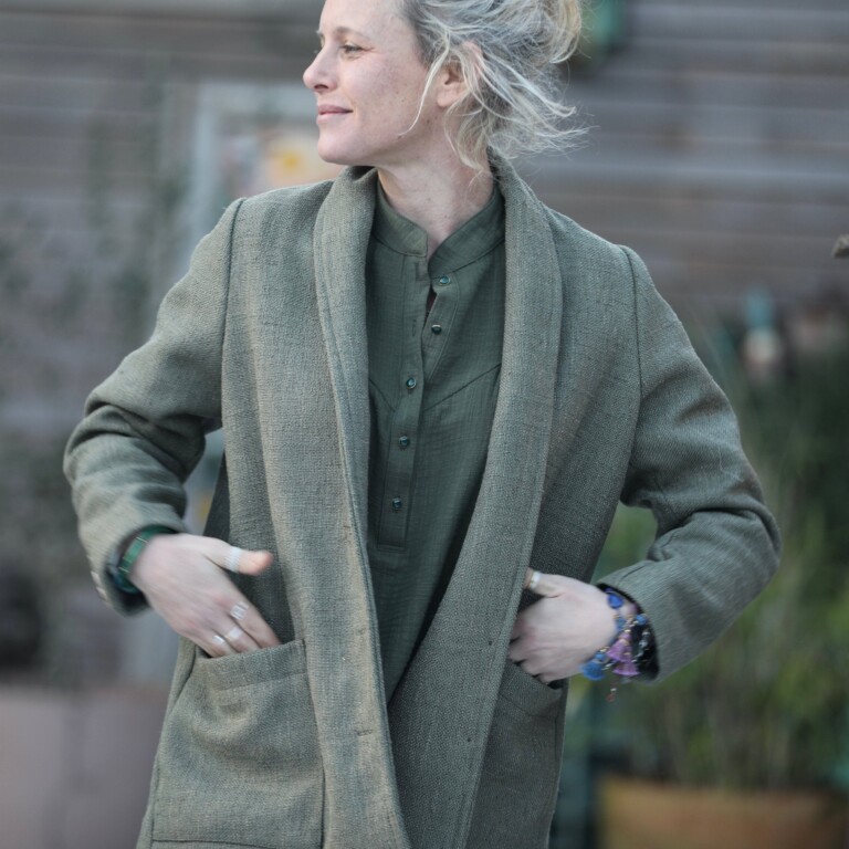 Quintessence - Veste Faustine - toile texturée kaki