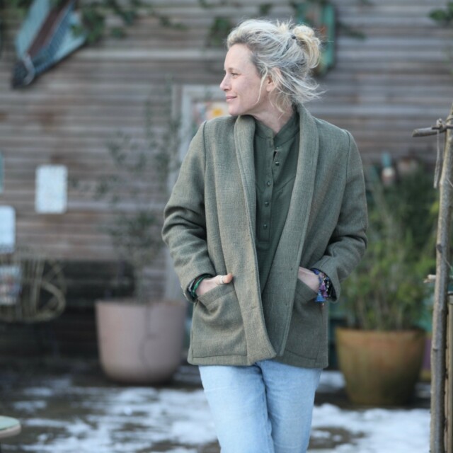 Quintessence - Veste Faustine - toile texturée kaki