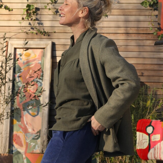 Quintessence - Veste Faustine - toile texturée kaki