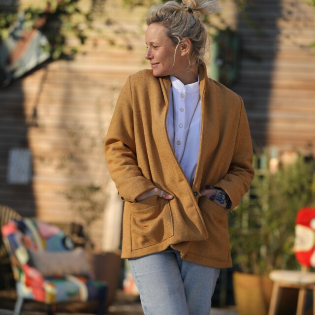 Quintessence - Veste Faustine - toile texturée ocre