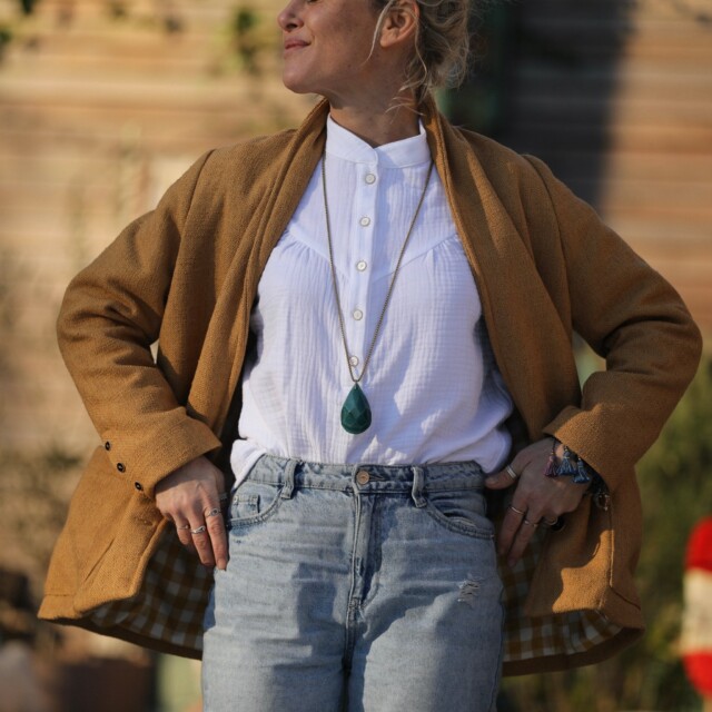 Quintessence - Veste Faustine - toile texturée ocre