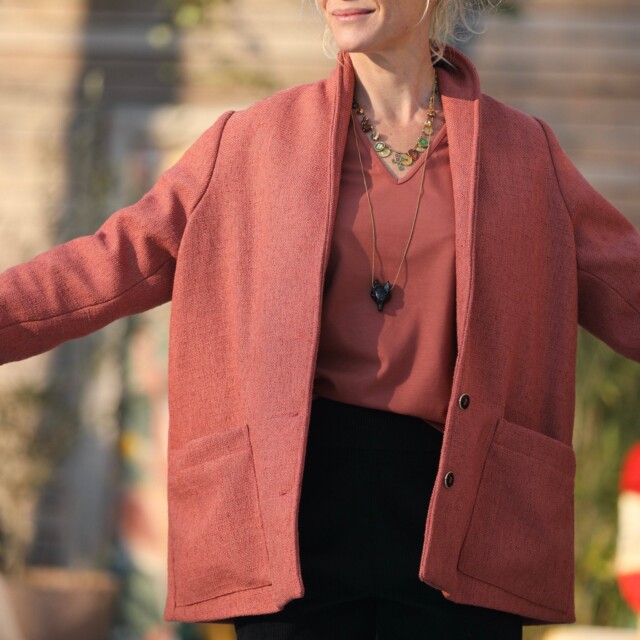 Quintessence - Veste Faustine - toile texturée terracotta