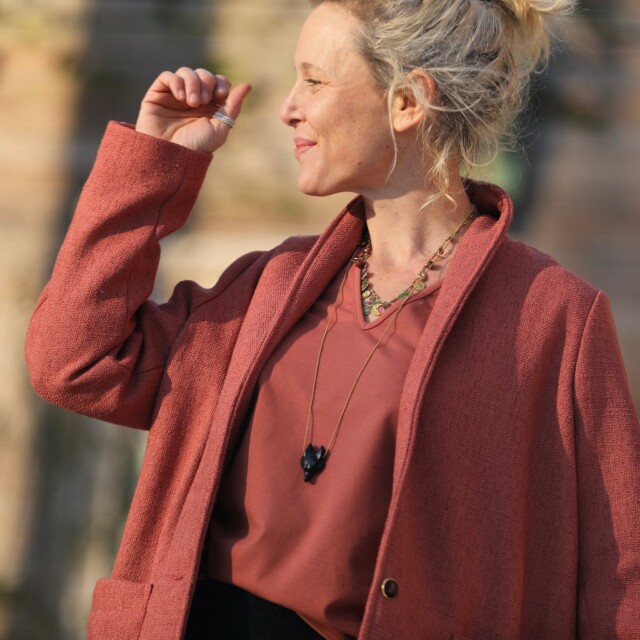 Quintessence - Veste Faustine - toile texturée terracotta