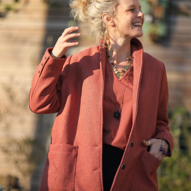 Quintessence - Veste Faustine - toile texturée terracotta