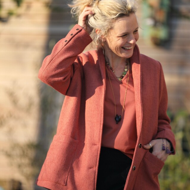 Quintessence - Veste Faustine - toile texturée terracotta